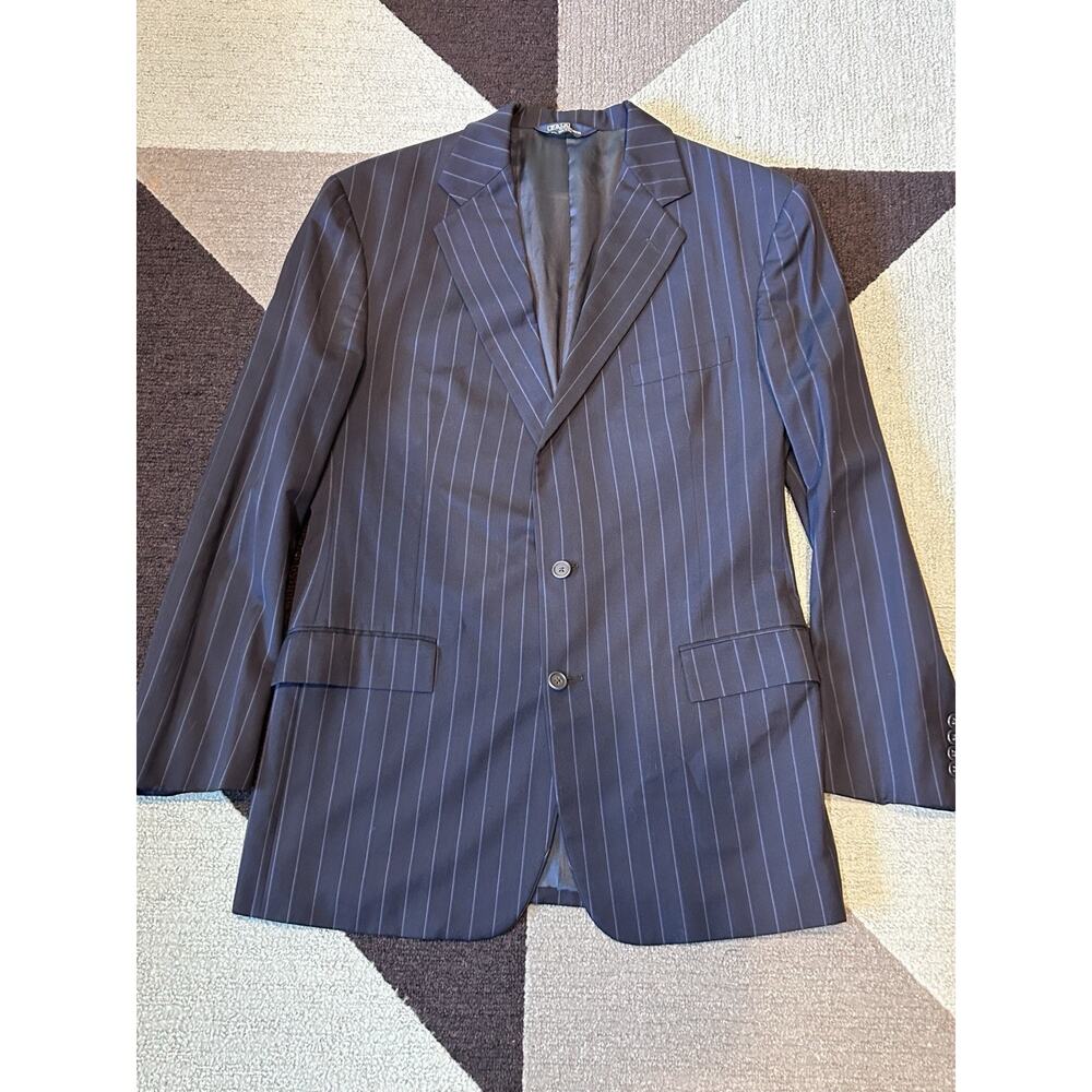 Polo Ralph Lauren‎ Blazer Mens 43 L Sports Coat 2 Button Stripe Jacket Wool Navy